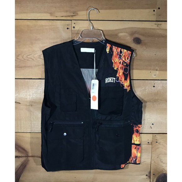 NWT Rokit Sublime Utility Vest Shirt Mens Size Large 391-8401 Pockets Fire Hoop - Picture 1 of 12